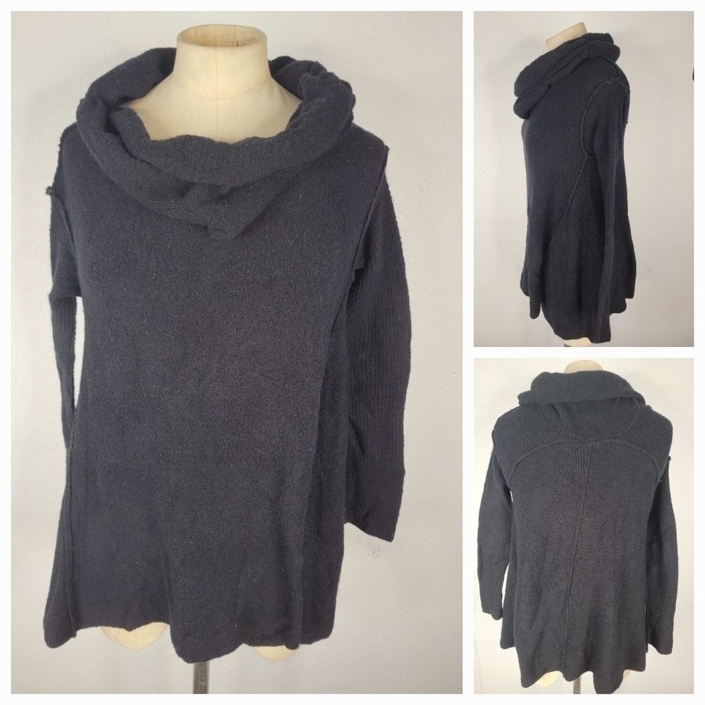 Free People Sz S Tunic Sweater Top Slouchy Boxy Black